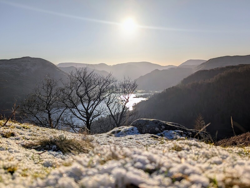 Getting a bit arty-farty with the frost on the grass - © Copyright 2025 Peter Burlingham, Days In The Lakes