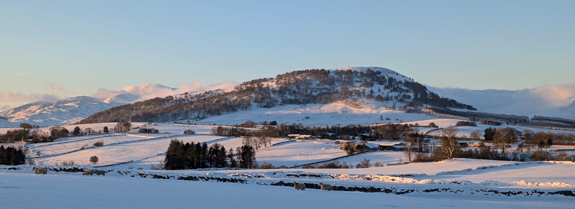 Snow on Great Mell Fell in the morning light - © Copyright 2025 Peter Burlingham, Days In The Lakes