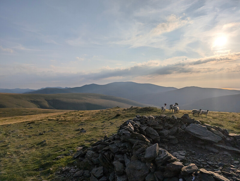 The shelter of stones at Bowscale Fell with views towards Skddaw and the sea to the right - © Copyright 2025 Peter Burlingham, Days In The Lakes
