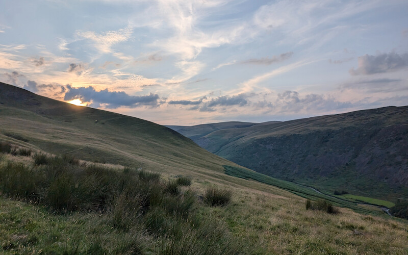 Looking back west as the sun sets - © Copyright 2025 Peter Burlingham, Days In The Lakes