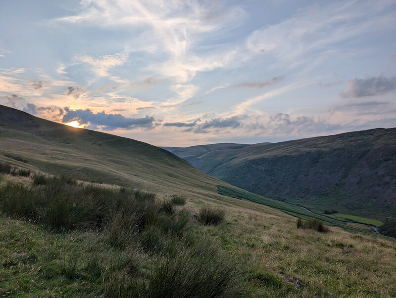 Looking back west as the sun sets - © Copyright 2025 Peter Burlingham, Days In The Lakes