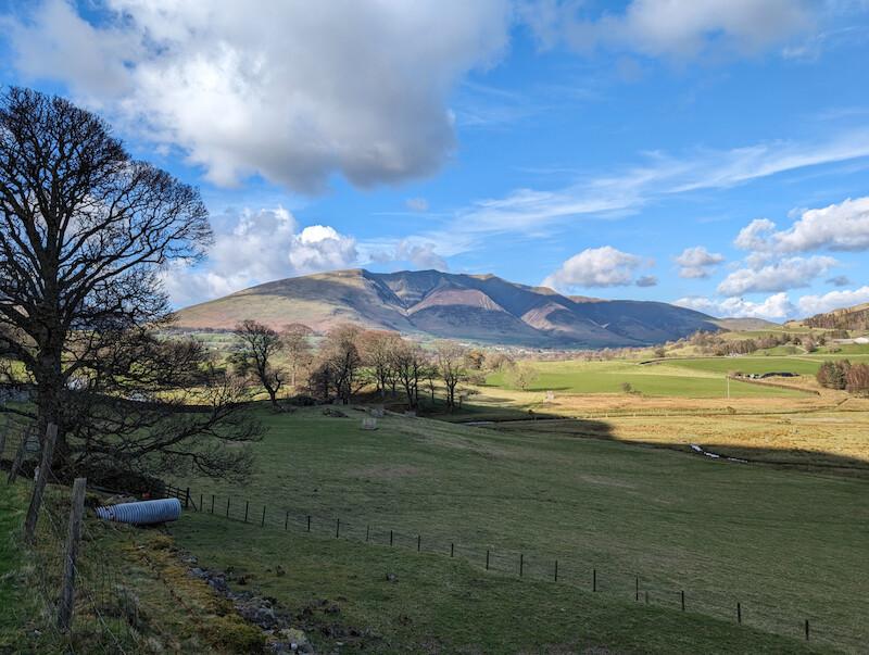 Looking north from the path you get clear views towards Blencathra - © Copyright 2025 Peter Burlingham, Days In The Lakes