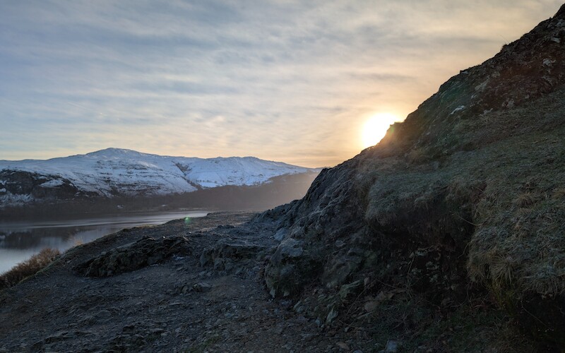 The normal path surface which was mostly clear of snow and ice further down - © Copyright 2025 Peter Burlingham, Days In The Lakes