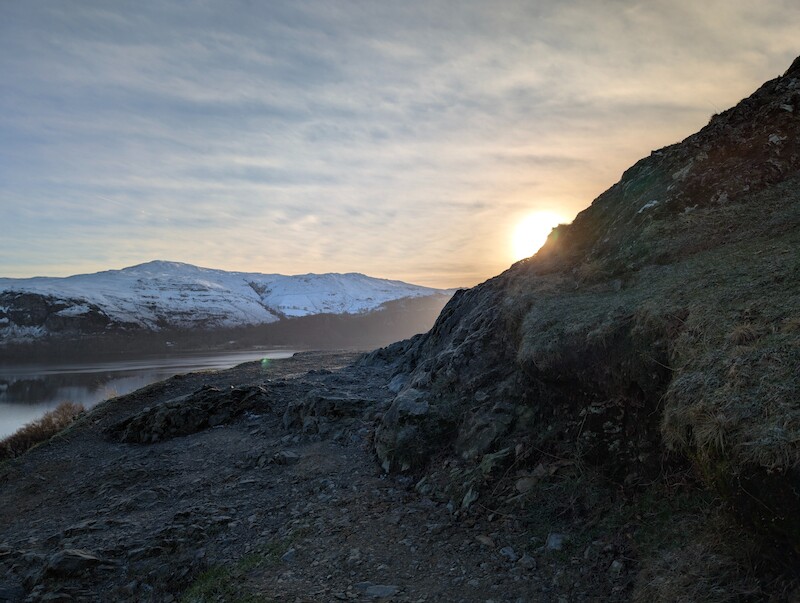 The normal path surface which was mostly clear of snow and ice further down - © Copyright 2025 Peter Burlingham, Days In The Lakes