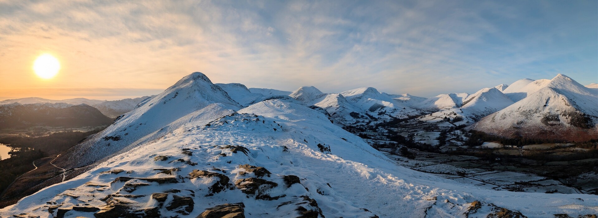 Panoramic views of Cat Bells and the Derwent Fells to the right - © Copyright 2025 Peter Burlingham, Days In The Lakes
